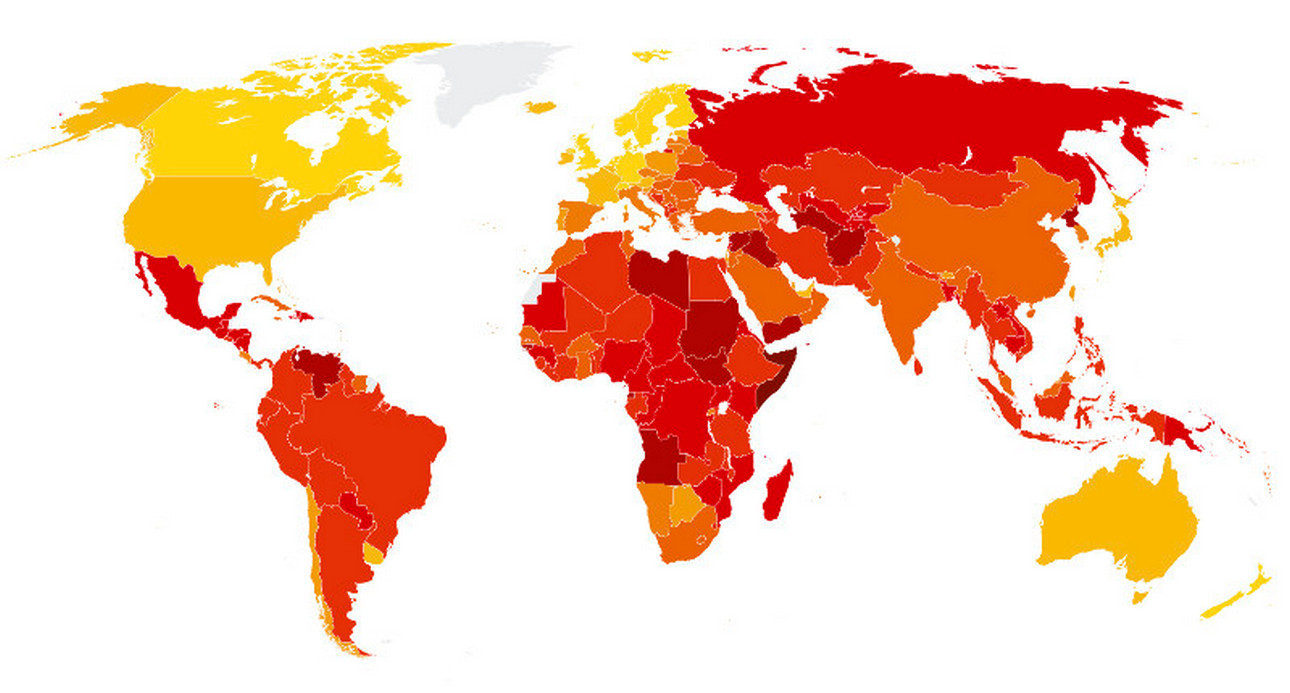 TI CPI 2017 global map
